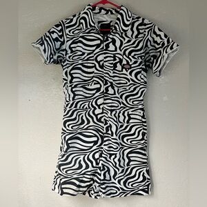 Zebra Print Dickies Short Romper